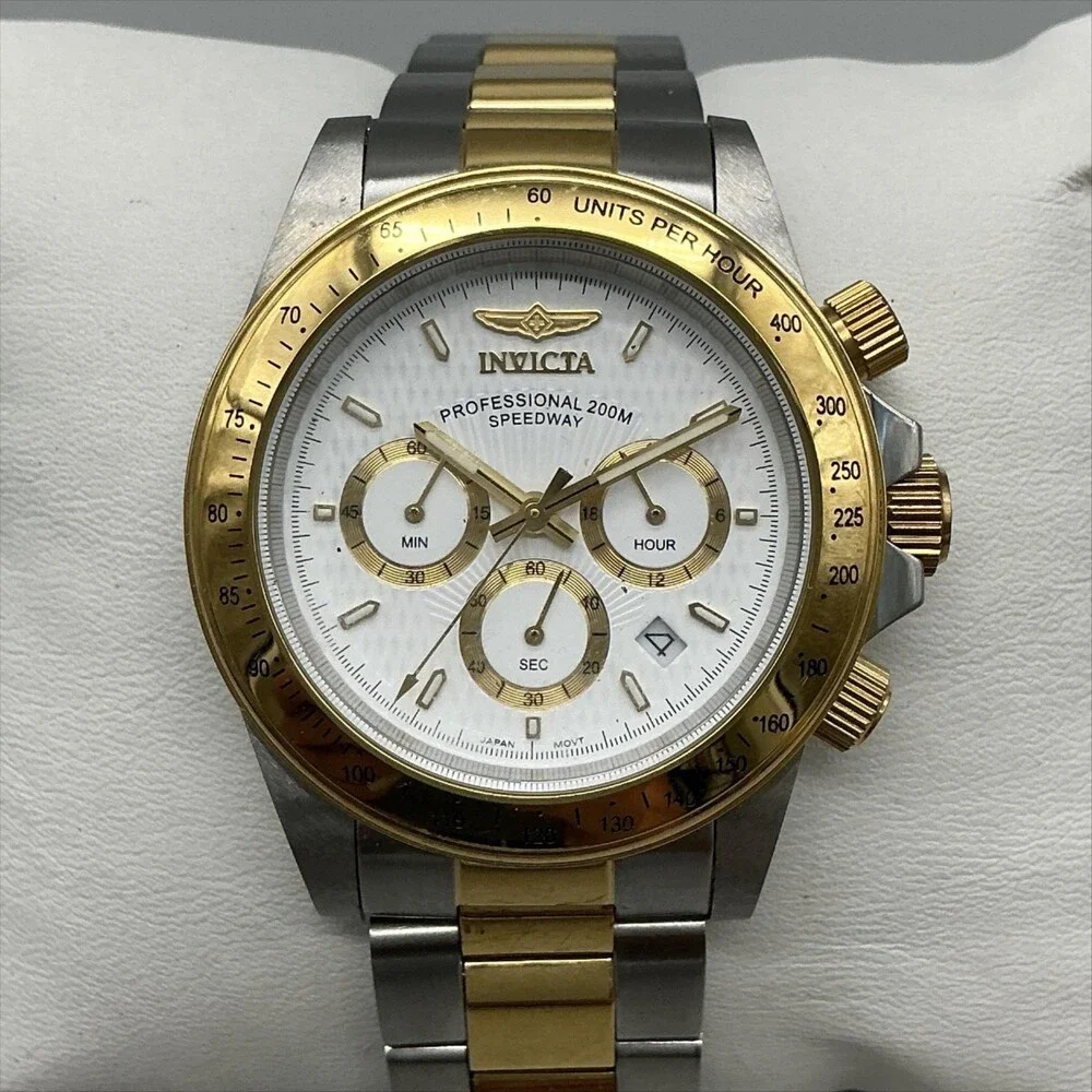 Invicta Speedway 9212 Mens Watch 41mm Two Tone Chronograph New Battery 8.5